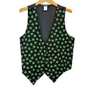 Vintage St. Patrick's Day Vest Medium Unisex Black Green 111 Main Paddy's Day